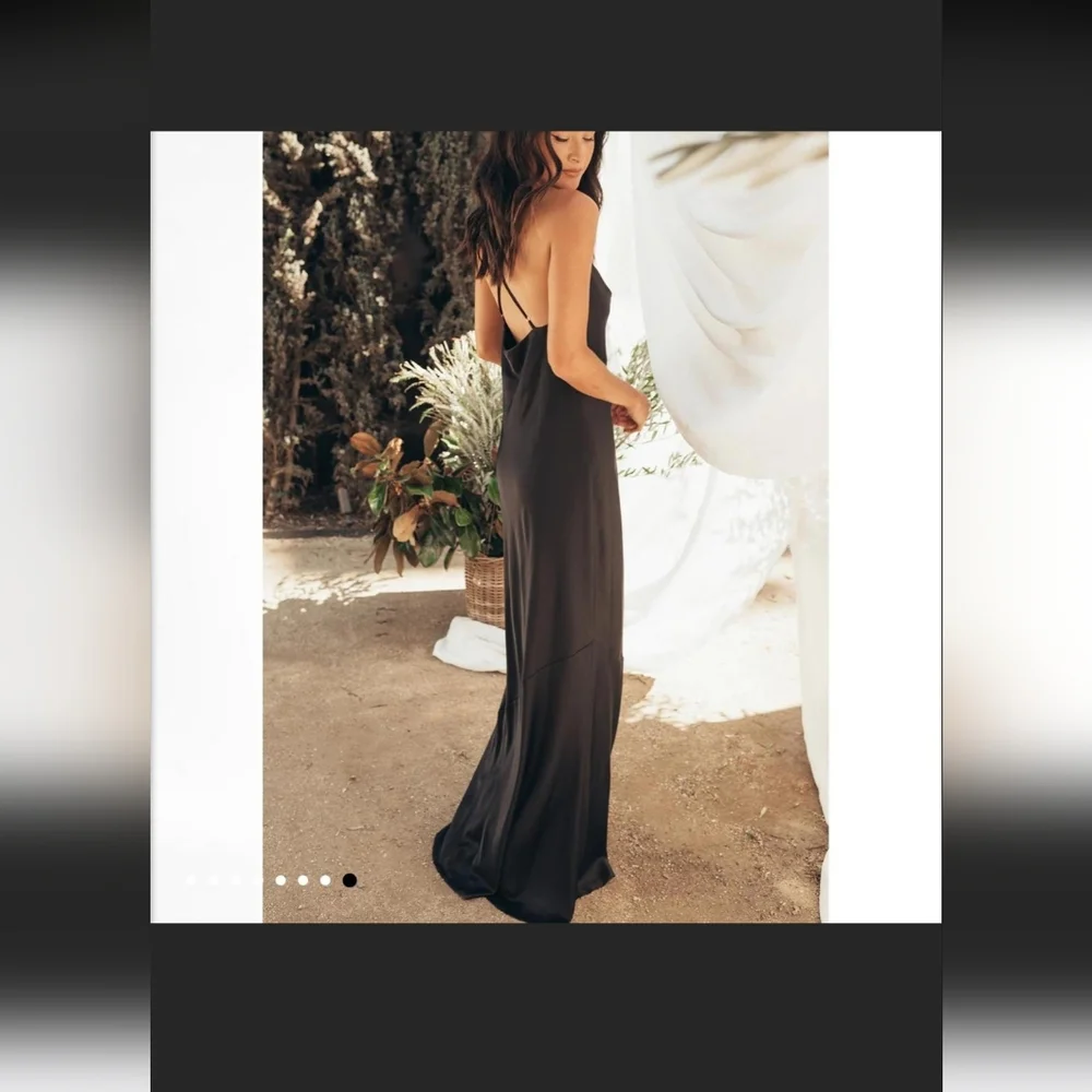 Show Me Your MuMu Black Spaghetti Strap Backless Gown - Picture 1 of 11
